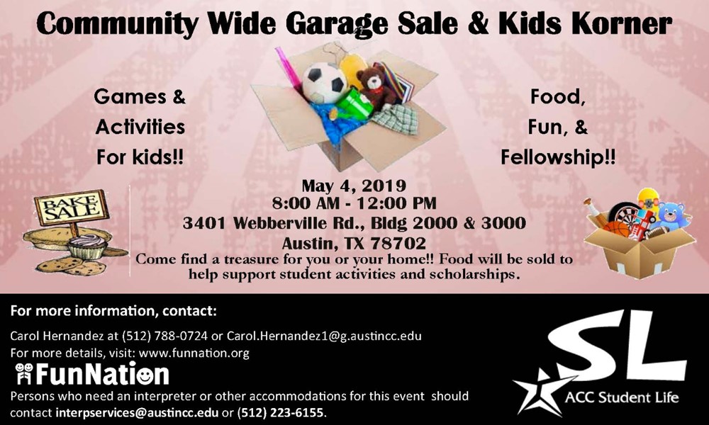 Community Wide Garage Sale And Kids Korner Acc Student Life